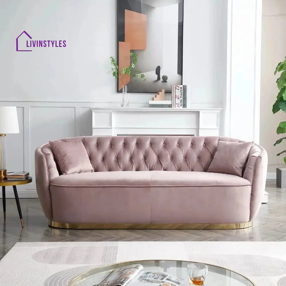 Oksana 3 Seater Sofa in Light pink colour