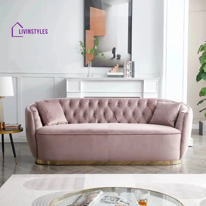 Oksana 3 Seater Sofa in Light pink colour