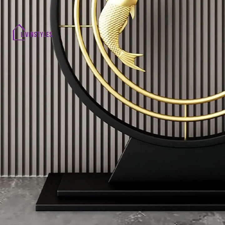 Oksana Fish Design Top Console Table In Black & Gold