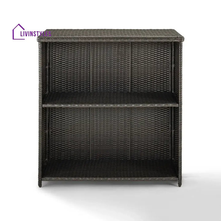Olalla Outdoor Rattan Wicker Bar Table With Storage Selves - Bar Table