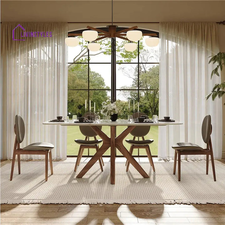 Oleg 7 Piece Modern Marble Dining Table Set for 6 Person