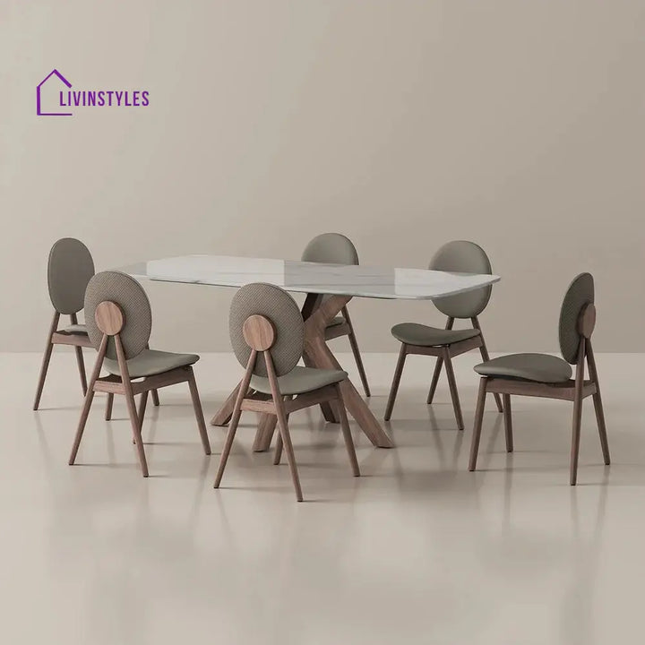 Oleg 7 Piece Modern Marble Dining Table Set for 6 Person