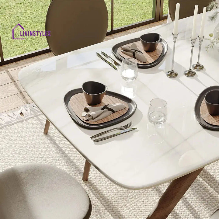 Oleg 7 Piece Modern Marble Dining Table Set for 6 Person