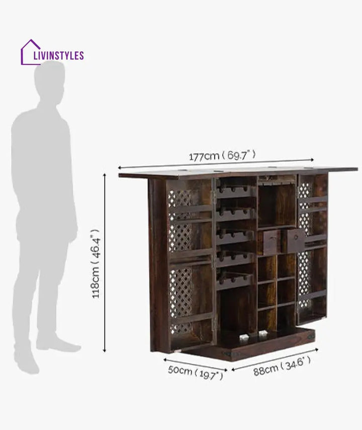 Oleh Solid Wood Bar Cabinet Bar