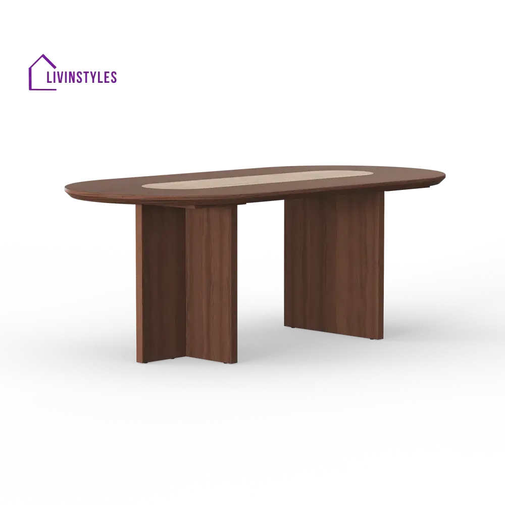 Olesya Solid Sheesham Wood and Marble Top 8 Seater Dining Table Set | Solid Wood Frame With Marble Top Combination