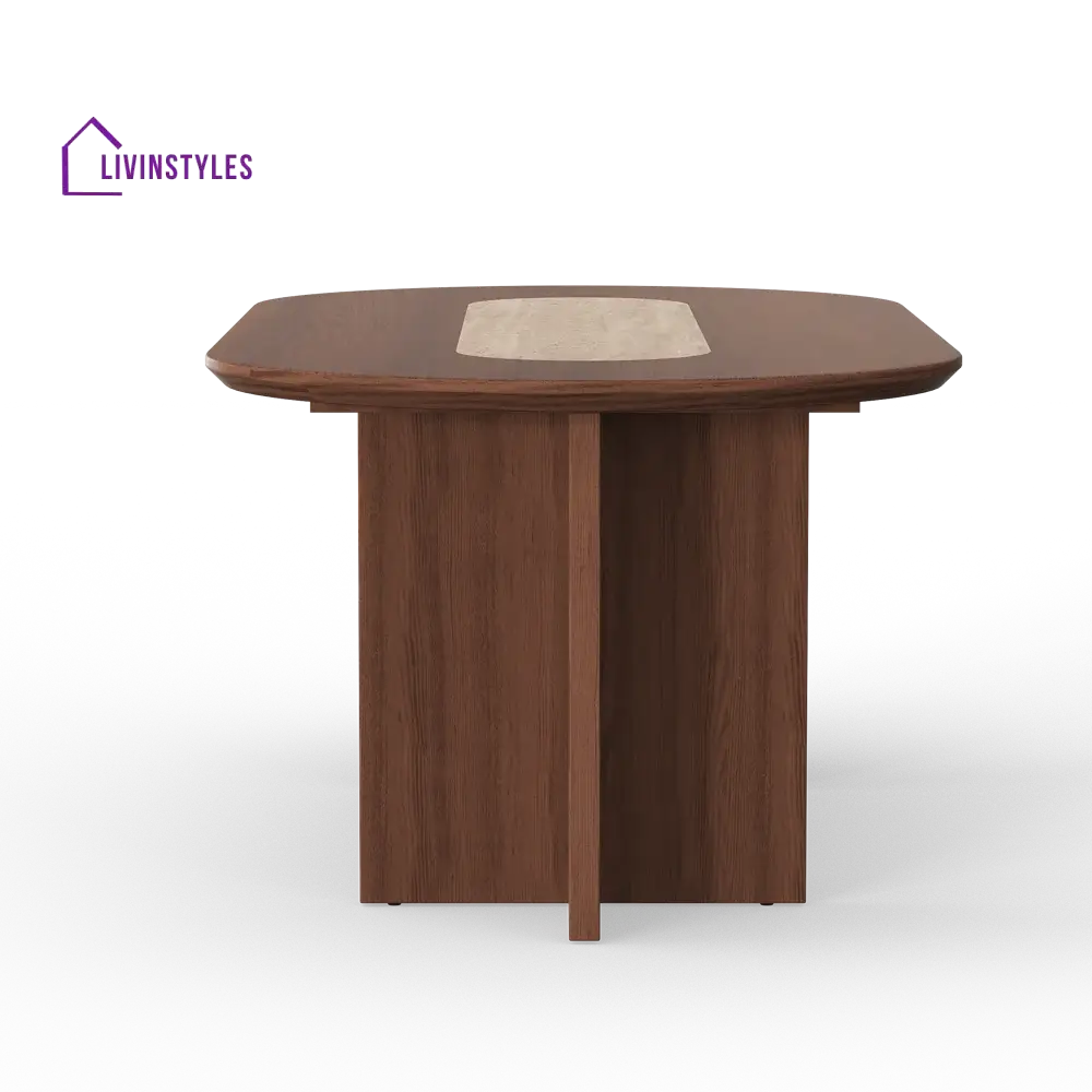 Olesya Solid Sheesham Wood and Marble Top 8 Seater Dining Table Set | Solid Wood Frame With Marble Top Combination
