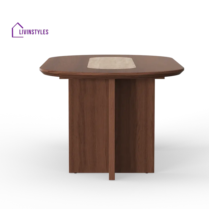 Olesya Solid Sheesham Wood and Marble Top 8 Seater Dining Table Set | Solid Wood Frame With Marble Top Combination