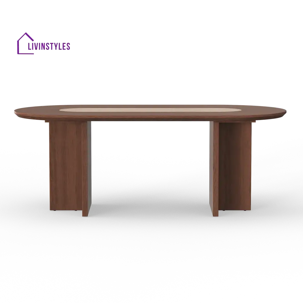Olesya Solid Sheesham Wood and Marble Top 8 Seater Dining Table Set | Solid Wood Frame With Marble Top Combination