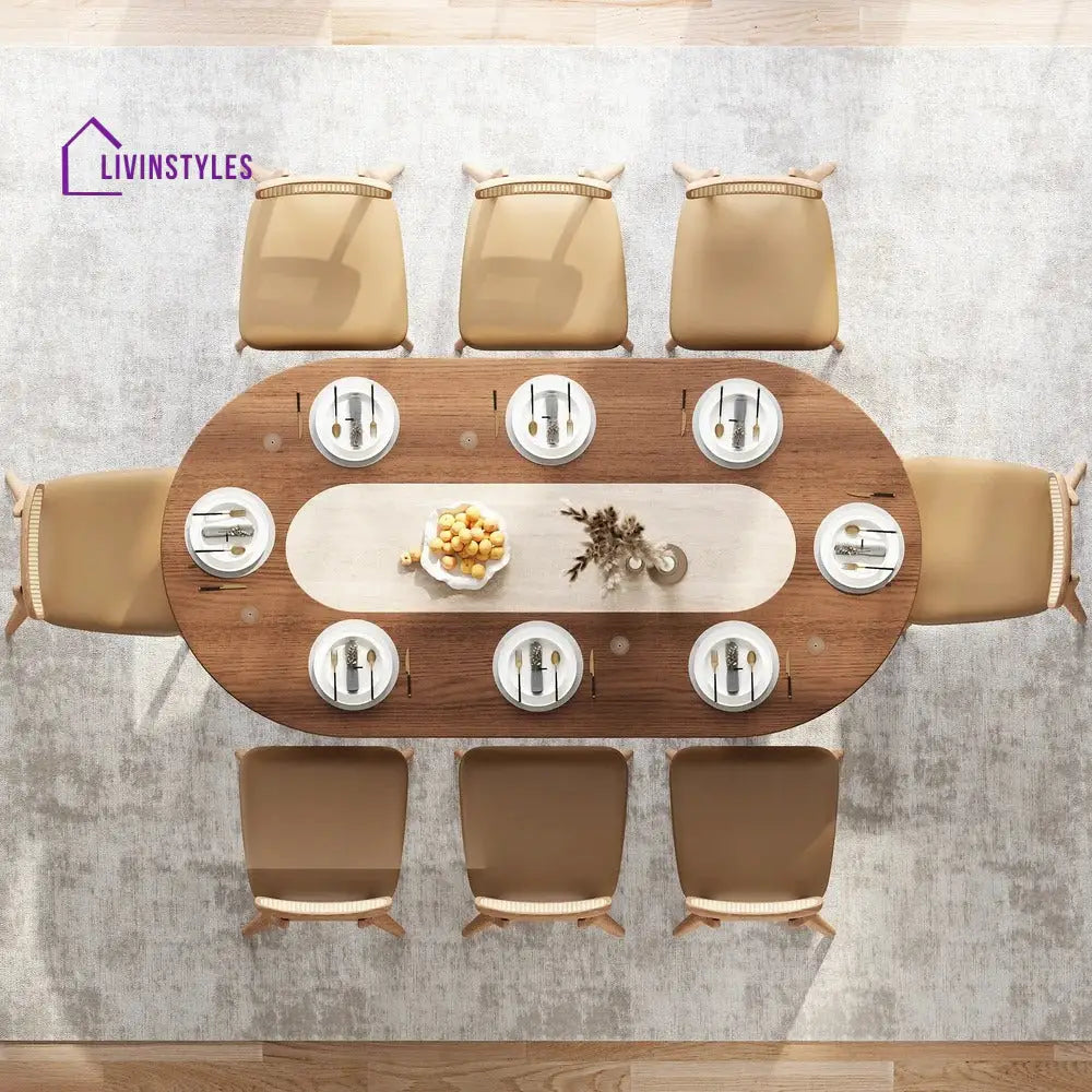 Olesya Solid Sheesham Wood and Marble Top 8 Seater Dining Table Set | Solid Wood Frame With Marble Top Combination