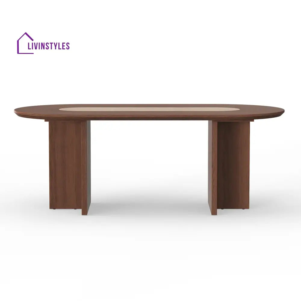 Olesya Solid Sheesham Wood and Marble Top 8 Seater Dining Table Set | Solid Wood Frame With Marble Top Combination