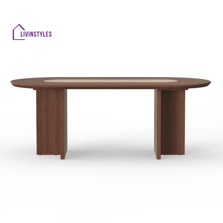 Olesya Solid Sheesham Wood and Marble Top 8 Seater Dining Table Set | Solid Wood Frame With Marble Top Combination