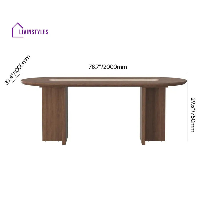 Olesya Solid Sheesham Wood and Marble Top 8 Seater Dining Table Set | Solid Wood Frame With Marble Top Combination