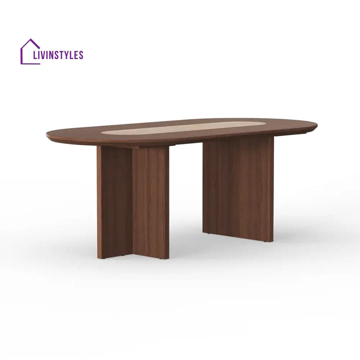 Olesya Solid Sheesham Wood and Marble Top 8 Seater Dining Table Set | Solid Wood Frame With Marble Top Combination