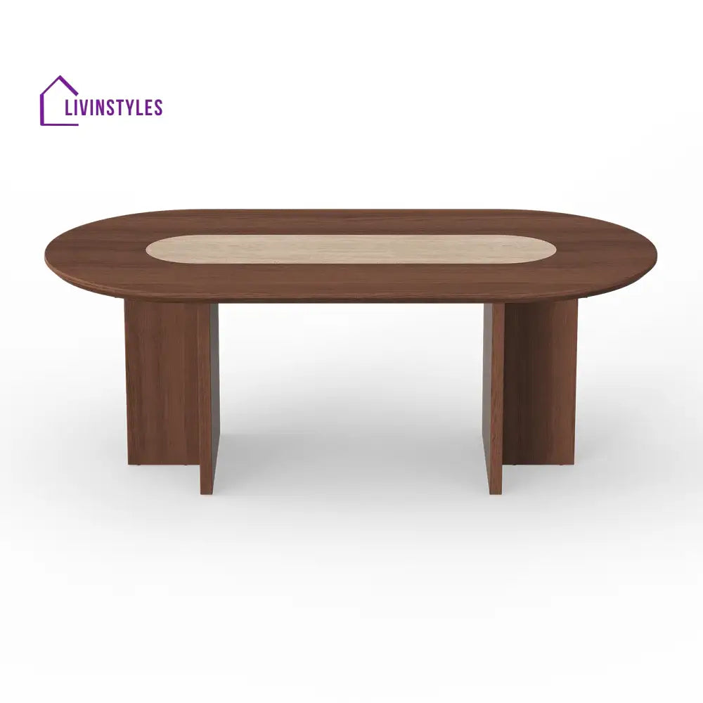 Olesya Solid Sheesham Wood and Marble Top 8 Seater Dining Table Set | Solid Wood Frame With Marble Top Combination