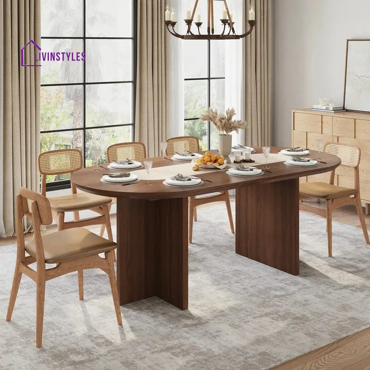 Olesya Solid Sheesham Wood and Marble Top 8 Seater Dining Table Set | Solid Wood Frame With Marble Top Combination