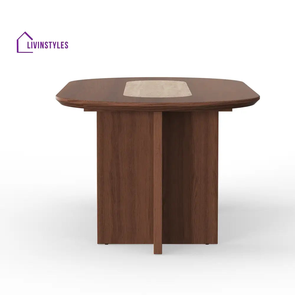 Olesya Solid Sheesham Wood and Marble Top 8 Seater Dining Table Set | Solid Wood Frame With Marble Top Combination