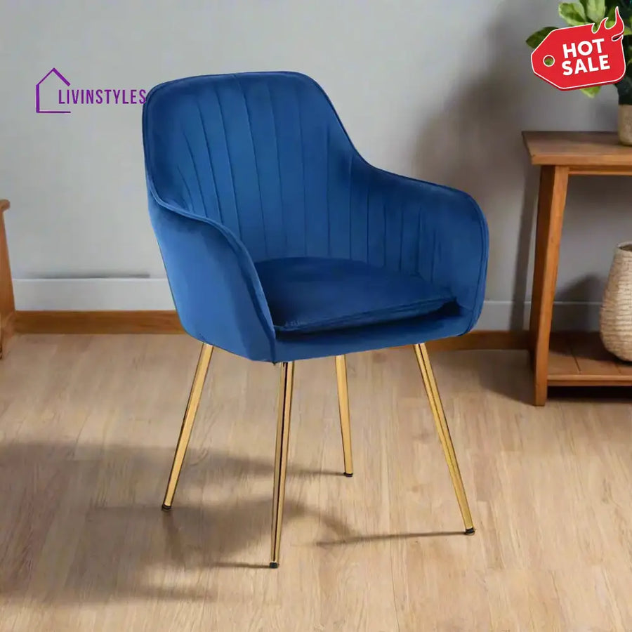 Olesya Velvet Sleek Lounge Chair Blue Furniture