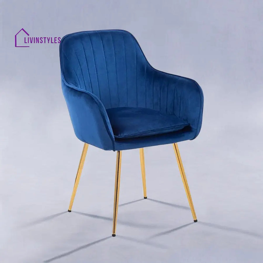 Olesya Velvet Sleek Lounge Chair Blue Furniture