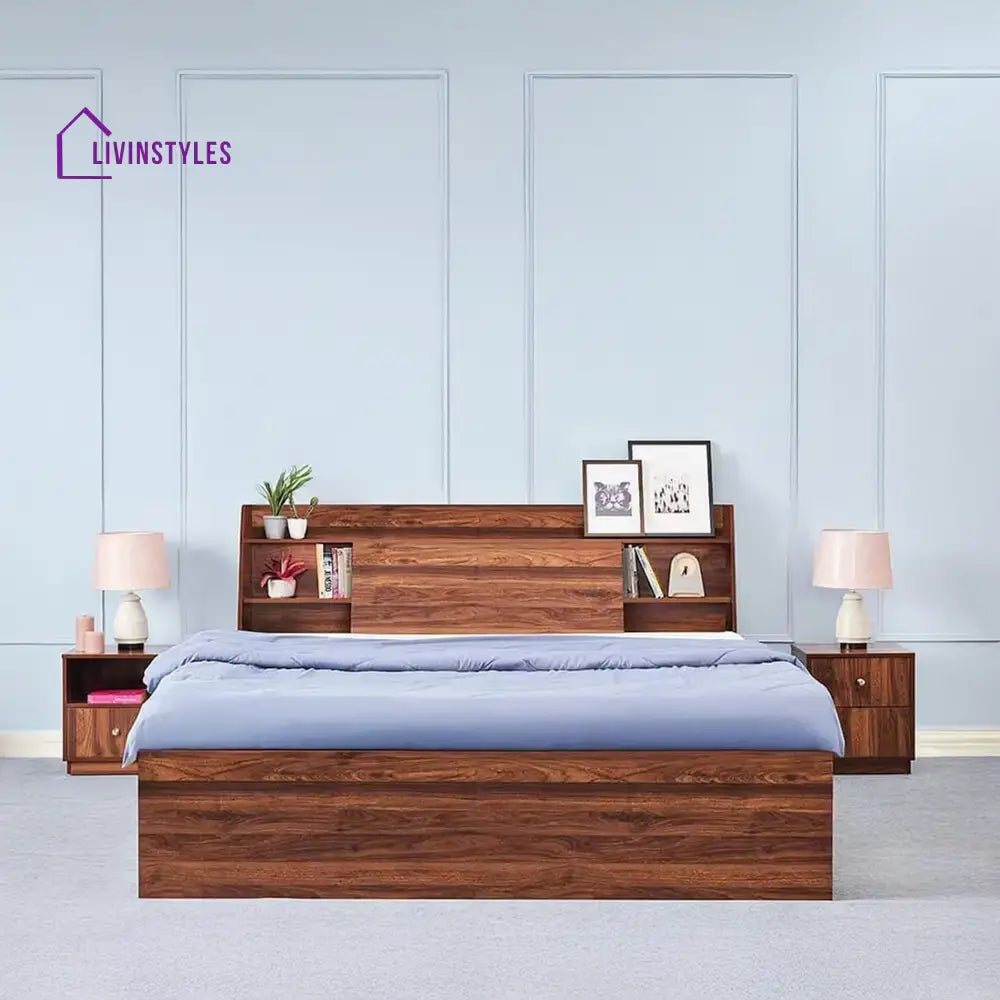 Olga Engineered Wood Bed with Storage
