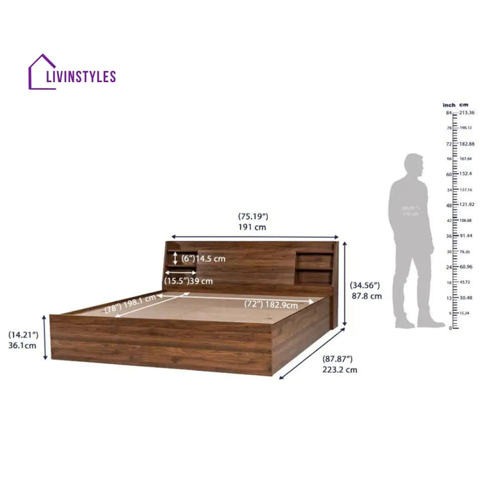 Olga Engineered Wood Bed with Storage
