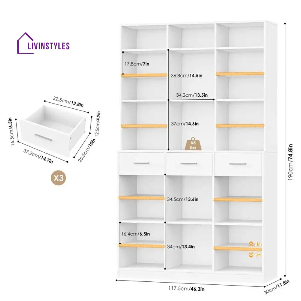 Olga Engineered Wood Bookshelves | Bookshelf for Living Room | Bedroom | Drawing Room | Study Room