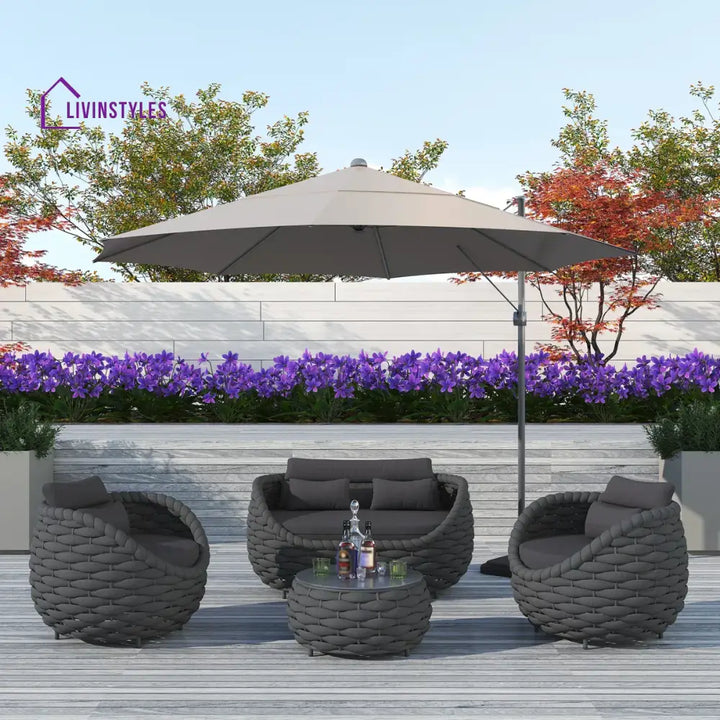 Oligon Outdoor Sofa Set 2 Seater 2 Single seater and 1 Center Table (Dark Gery) Braided & Rope - Sofa Sets