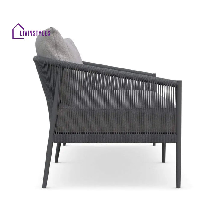 Olive 3 Seater Aluminium And Rope Outdoor Sofa