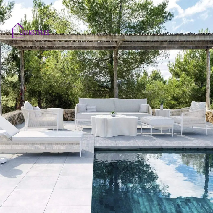 Olive 3 Seater Aluminium And Rope Outdoor Sofa