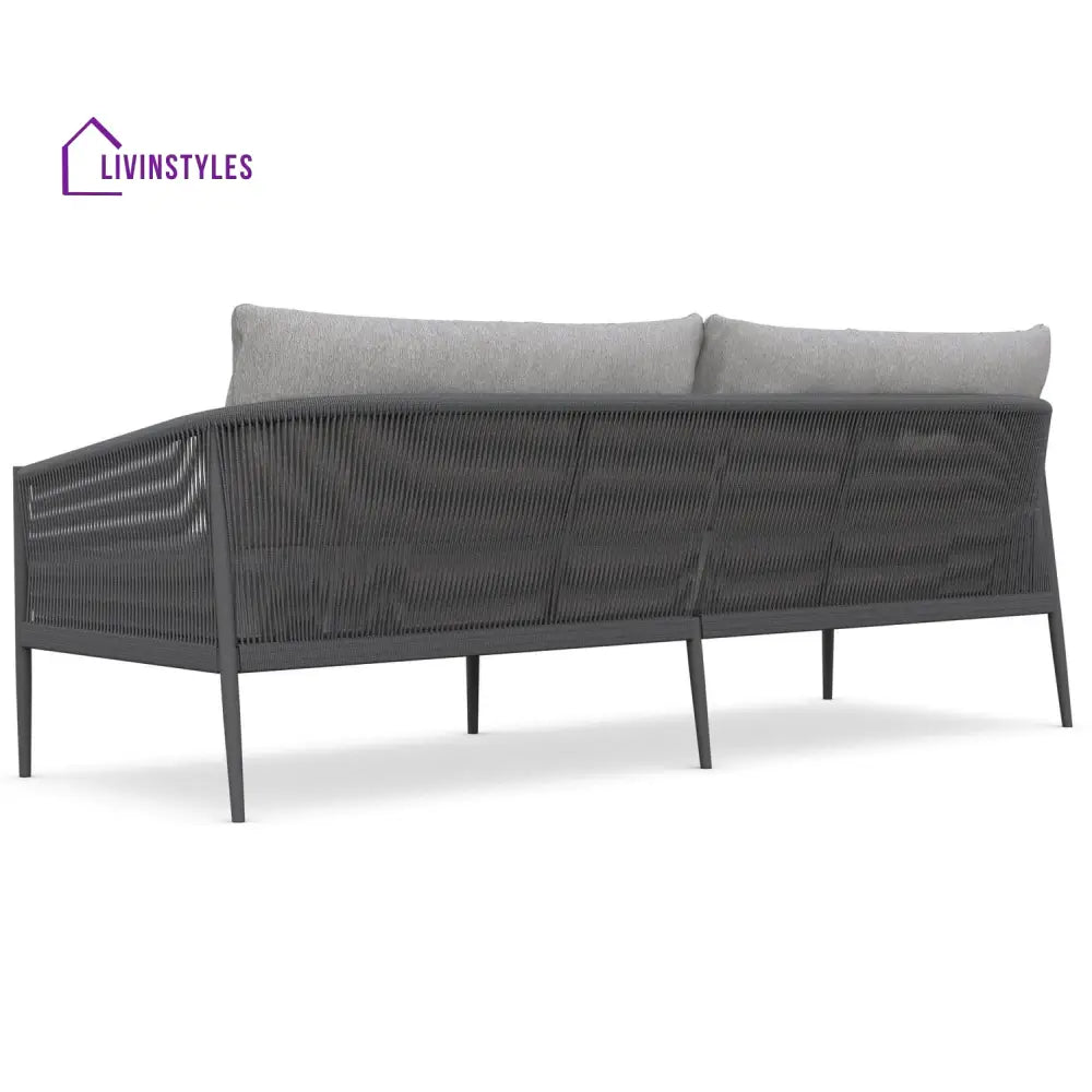 Olive 3 Seater Aluminium And Rope Outdoor Sofa