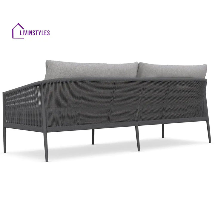 Olive 3 Seater Aluminium And Rope Outdoor Sofa