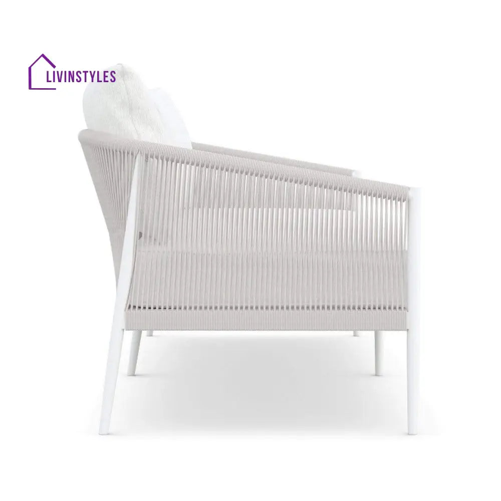 Olive 3 Seater Aluminium And Rope Outdoor Sofa