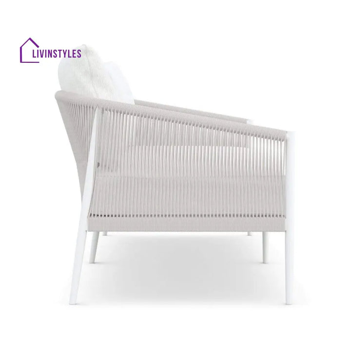 Olive 3 Seater Aluminium And Rope Outdoor Sofa