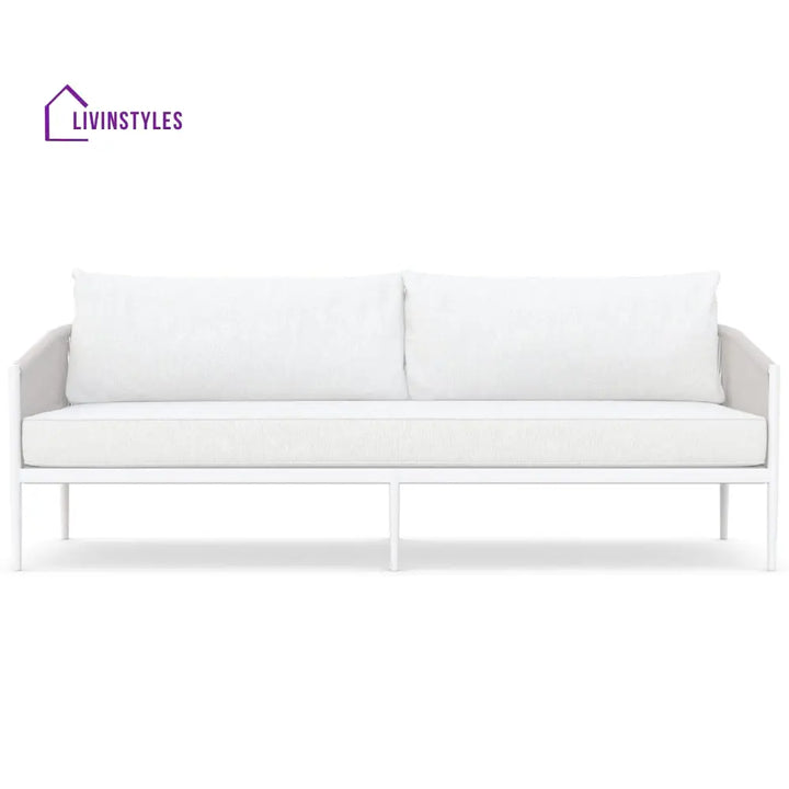 Olive 3 Seater Aluminium And Rope Outdoor Sofa