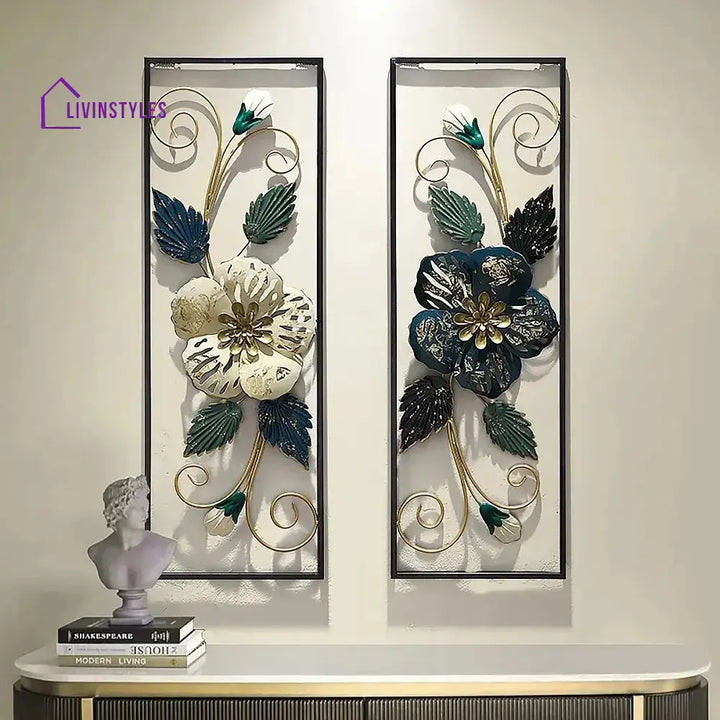 Olive Flower Metal Wall Art - Set Of 2