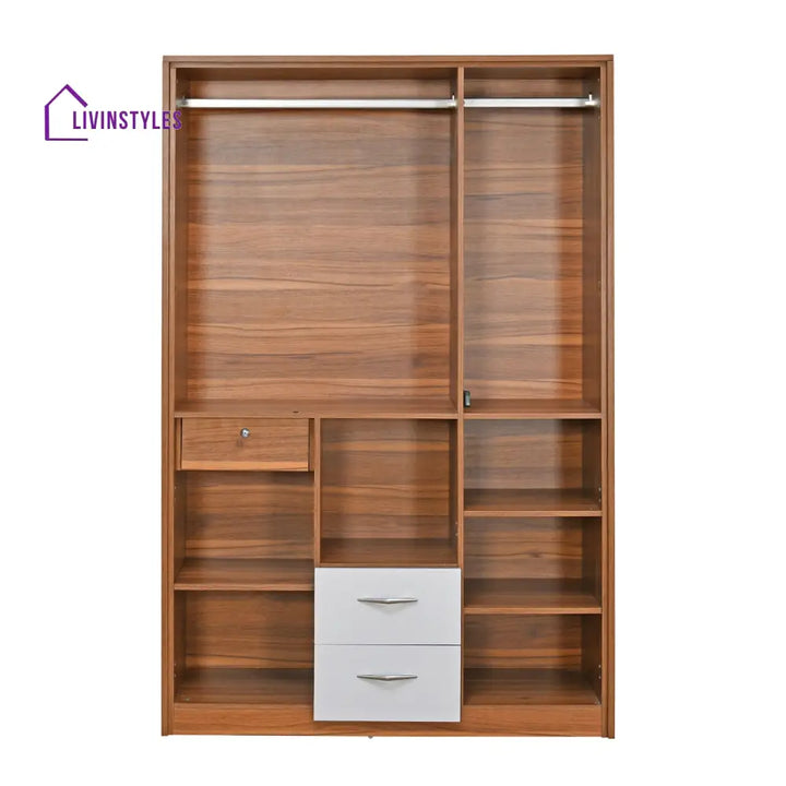 Denis 3 Door Wardrobe with Mirror (Teak Finish) Home Furniture