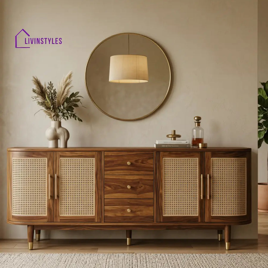 Olivia Sheesham Wood Cabinet and Sideboard (Honey Finish)