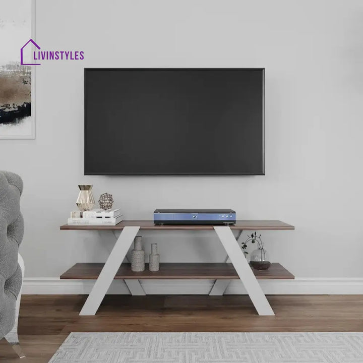 Olivia White Finish Tv Unit Stand for Living Room