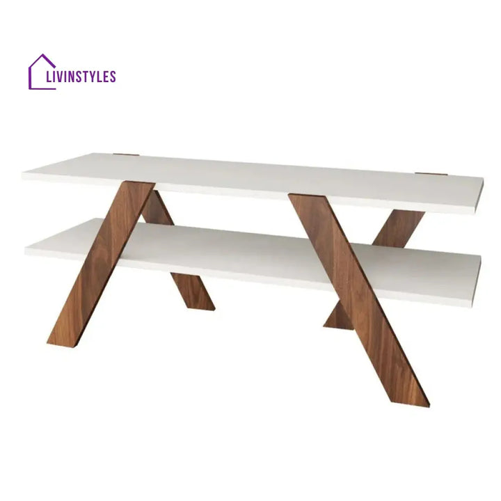 Olivia White Finish Tv Unit Stand for Living Room