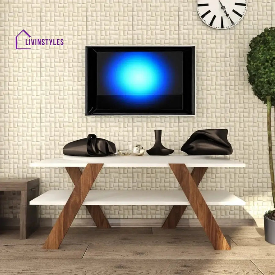 Olivia White Finish Tv Unit Stand for Living Room