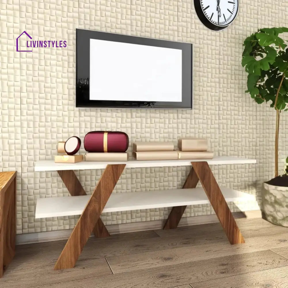 Olivia White Finish Tv Unit Stand for Living Room