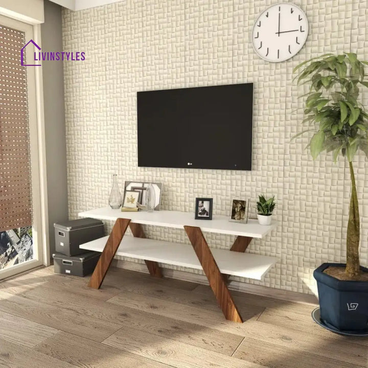 Olivia White Finish Tv Unit Stand for Living Room