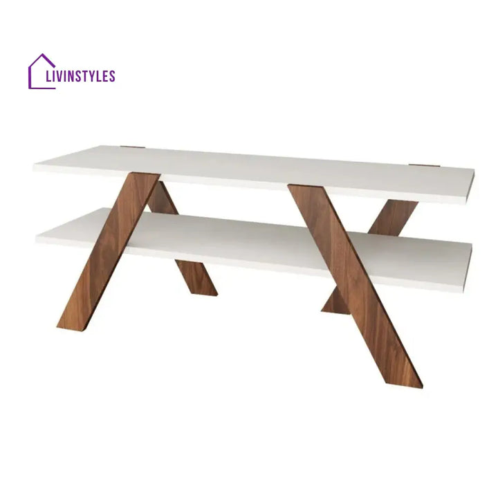 Olivia White Finish Tv Unit Stand for Living Room