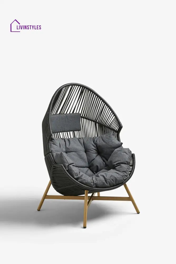 Olivo Single Seater Swing Basket For Balcony & Garden (Black) - Swings
