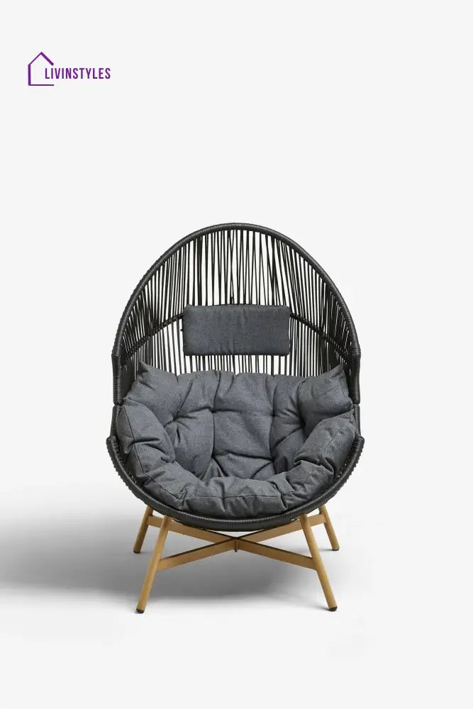 Olivo Single Seater Swing Basket For Balcony & Garden (Black) - Swings