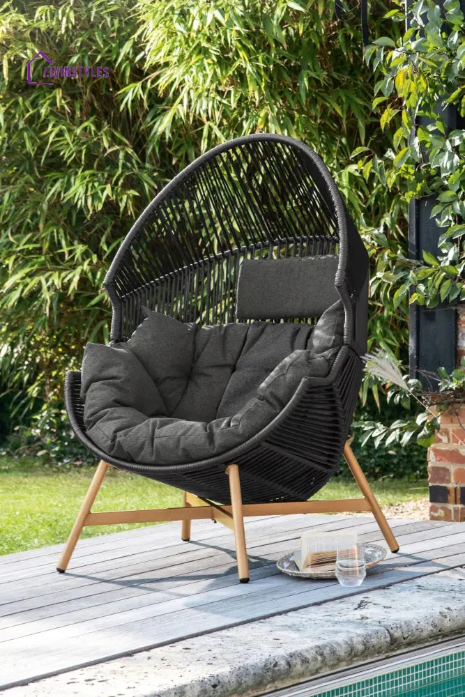 Olivo Single Seater Swing Basket For Balcony & Garden (Black) - Swings
