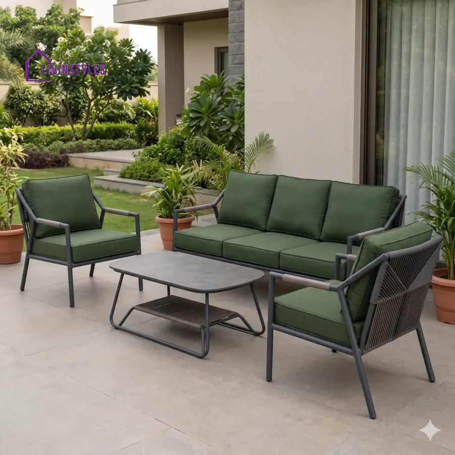 Oliwia Premium MS Frame with Powder Coated Outdoor Sofa Set with Weather Proof Fabric