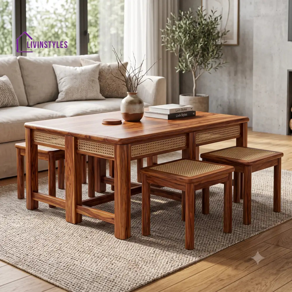 Ombeline Wooden Coffee Table for Living Room | Tea Table | Teapoy | Center table