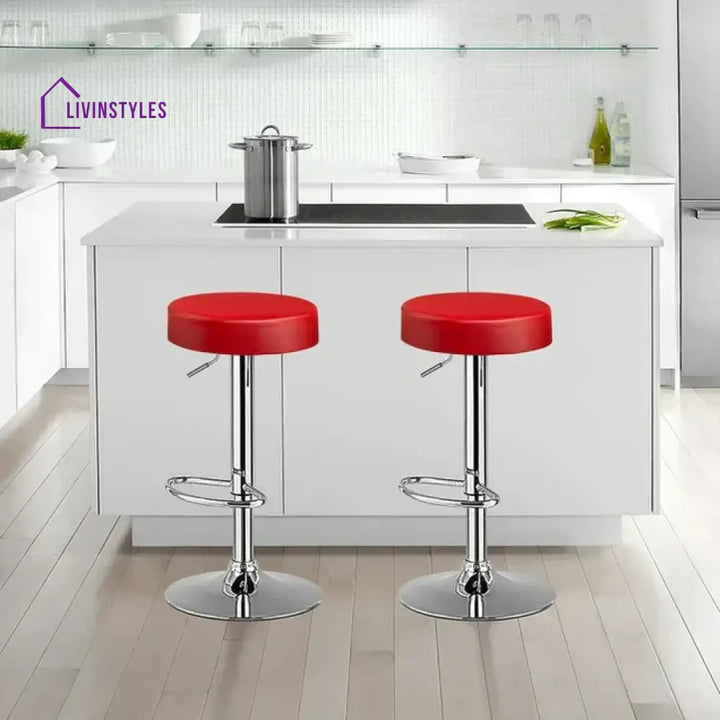 Omkar Linon Bar Stool Set Of -1 / Red