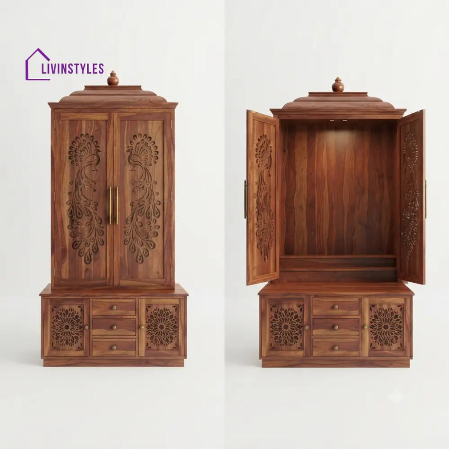 Oorja Premium Solid Wood Home Temple | Pooja Mandir for Home