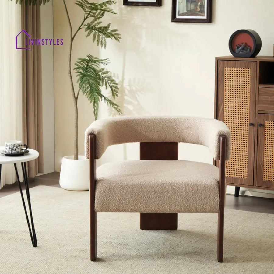 Oorja Solid Wood and Fabric Arm Chair | Living Room Chair | Lounge Chair